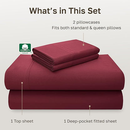 California Design Den Queen Sheet Set - Luxury 600 Thread Count 100% Cotton Bed Sheets Queen Size, Sateen Weave, Queen Bed Sheets Set - Brick Red