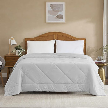 Oversized Cooling Comforter King/California King – Reversible Diamond-Quilted Comforter with Elegant Trim – Lightweight Breathable Blanket for Hot Sleepers, Night Sweats & All-Season Comfort, Silver