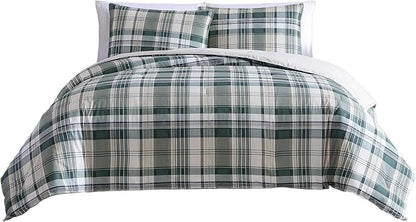 Eddie Bauer - King Comforter Set, Reversible Cotton Bedding with Matching Shams, Plaid Home Decor for All Seasons (Timbers Green, King)