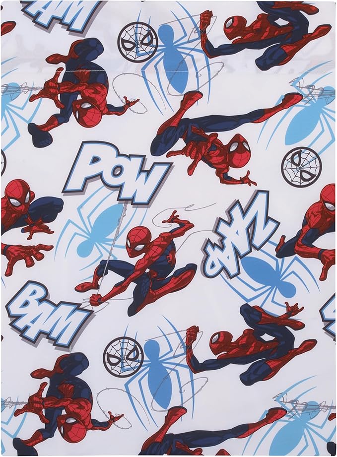 NoJo Marvel Spiderman to The Rescue Red, White, and Blue 4 Piece Toddler Bed Set - Comforter, Fitted Bottom Sheet, Flat Top Sheet, and Reversible Pillowcase