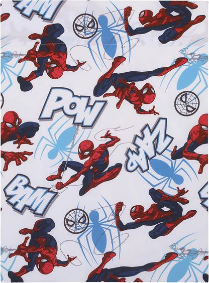 NoJo Marvel Spiderman to The Rescue Red, White, and Blue 4 Piece Toddler Bed Set - Comforter, Fitted Bottom Sheet, Flat Top Sheet, and Reversible Pillowcase
