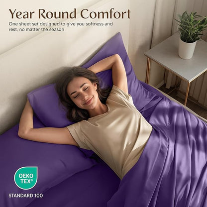 Utopia Bedding Twin Sheet Set – 3 Piece Bed Sheets for Twin Size Bed, Soft and Breathable Microfiber, Includes 1 Fitted Sheet, 1 Flat Sheet and 1 Pillowcase – Oeko Tex (Egg Plant)