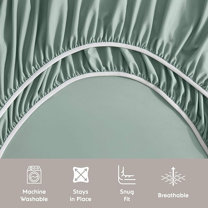 Nestl King Sheet Set - Luxury 1800 Ultra-Soft Microfiber King Bed Sheets - Double Brushed - Deep Pockets - Easy Fit - 4 Piece Set - Bedding Sheets & Pillowcases (King, Sage Green)