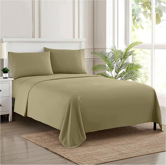 Full Size Sheet Sets - Breathable Luxury Sheets with Full Elastic & Secure Corner Straps Built In - 1800 Supreme Collection Extra Soft Deep Pocket Bedding Set, Sheet Set, Full, Sage