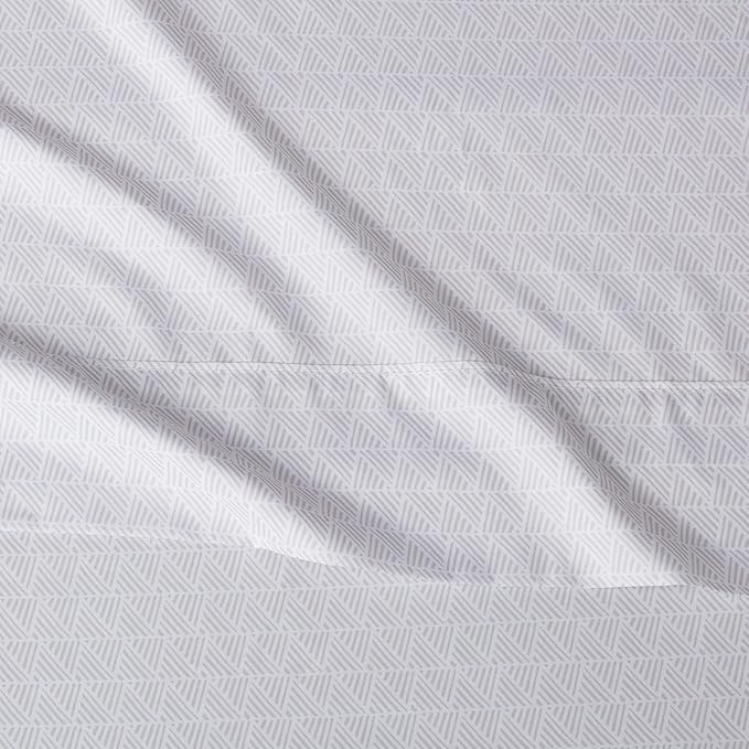 Amazon Basics Lightweight Super Soft Easy Care Breathable Wrinkle Resistant Brushed Microfiber 3 Piece Bed Sheet Set with 14-Inch Deep Pockets, Twin, Gray Crosshatch, Printed