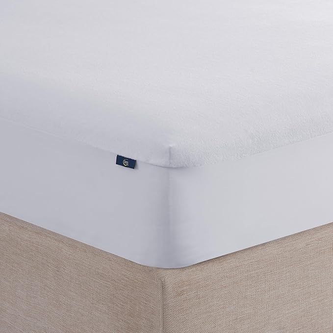 Serta Soft Top Mattress Cover, 39" x 80" Odor-Preventing and Stain-Resistant Waterproof Mattress Protector, 18" Elastic Deep Pocket for Secure Fit, Twin XL Mattress Pad, White