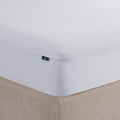 Serta Soft Top Mattress Cover, 39" x 75" Odor-Preventing and Stain-Resistant Waterproof Mattress Protector, 18" Elastic Deep Pocket for Secure Fit, Twin Mattress Pad, White