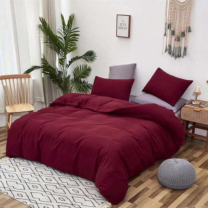 Houseri Burgundy Comforter Set Queen Dark Red Bedding Sets for Women Teen Girls Noble Wine Red Bordeaux Maroon Comfy Breathable Lightweight Bed Quilts Queen Ultra Soft