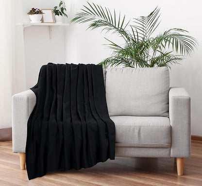 Utopia Bedding Black 100% Cotton Blanket [Twin Size - 90x72 Inch] Lightweight, Soft and Breathable Thermal Dorm Bed Blanket for All Seasons