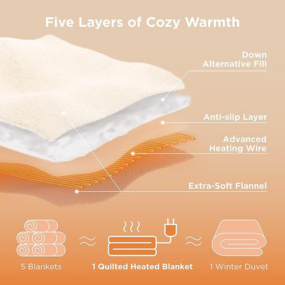 Bedsure Electric Blanket Queen Size - Dual Control Heated Weighted Blanket Queen with 10 Heat Settings, Fast Heating with 10 Time Settings (84x90 inches, Bering Sea)