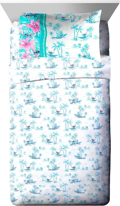 Jay Franco Kids Comforter Set Includes Sheets and Pillow Covers - Soft and Cozy Bed Set for Stylish Room Decor, Multi - Lilo and Stitch 02, 5 Piece Twin Bedding