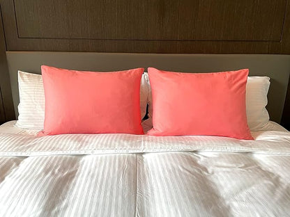 iMaylex Soft 100% Egyptian Cotton Zipper Closure Pillowcases, Cozy and Lightweight Pillow Case, Set of 2, Coral Pink, King, 20" x 36"