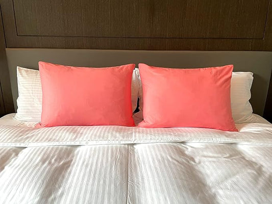 iMaylex Soft 100% Egyptian Cotton Zipper Closure Pillowcases, Cozy and Lightweight Pillow Case, Set of 2, Coral Pink, Queen, 20" x 30"