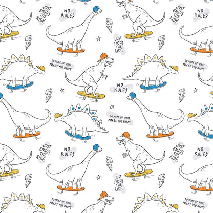RUVANTI 100% Cotton Sheets – Queen Size Percale Bedding, Cooling & Breathable Floral Design, Durable with a Crisp, Soft & Comfortable Feel, 16" Deep Pocket, 4-Piece Set, Dino