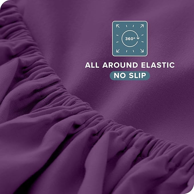 Bare Home Twin XL Sheet Set - 1800 Ultra-Soft Microfiber Twin Extra Long Bed Sheets - Double Brushed - Deep Pockets - Easy Fit - 3 Piece Set - Bedding Sheets & Pillowcases (Twin XL, Plum)