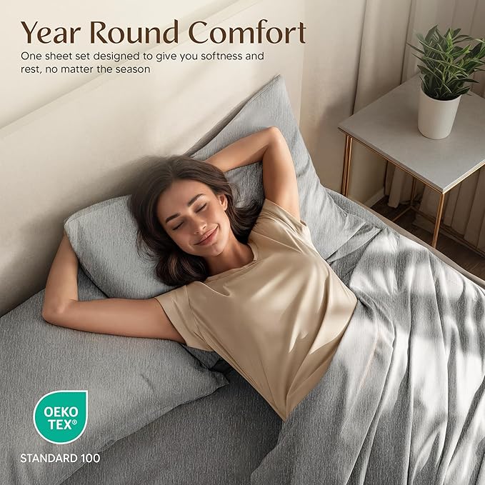 Utopia Bedding Twin Sheet Set – 3 Piece Bed Sheets for Cal King Size Bed, Soft and Breathable Microfiber, Includes 1 Fitted Sheet, 1 Flat Sheet and 2 Pillowcases (Heather Grey)