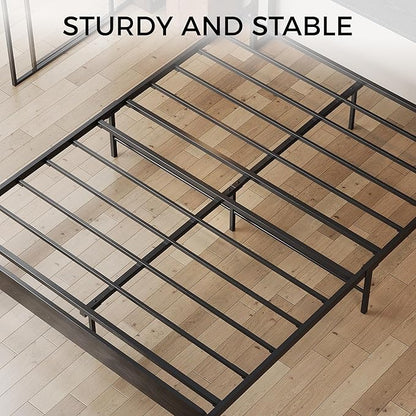 LIKIMIO Full Bed Frame with Headboard, Dark Wood Camas Full with Strong Supports, Sturdy, Noise-Free, No Box Spring Needed, Black