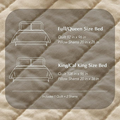 EVERGRACEHOME Cotton Sateen Quilt Set Queen Size, Pre-Washed Cotton Channel Stitch Coverlet Bedspread, 3 Pieces Lightweight Soft Bedding Sets for All Season, with 2 Pillow Shams, Light Sand