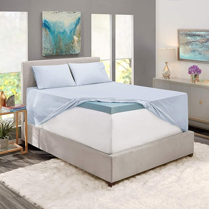 Hearth & Harbor Extra Deep Pocket Sheets - Fits Mattress 18-24 Inches Deep - Extra Deep Pocket Split King Size Sets - 7 Piece Split King Size - Ice Blue