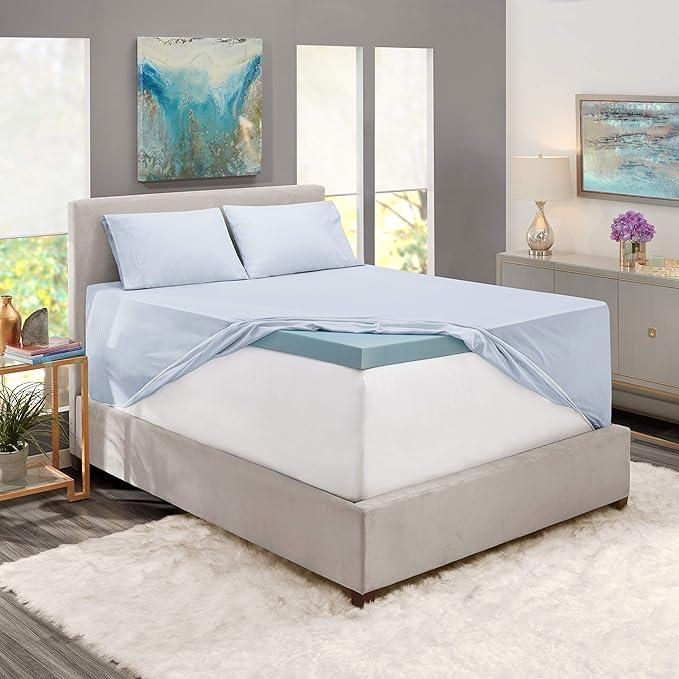 Hearth & Harbor Bed Linen Set - Queen Size - 6 Piece - Ice Blue - Extra Deep Pocket Sheets - Microfiber