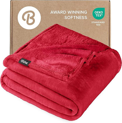 Bare Home Fleece Blanket - Twin/Twin Extra Long - Ultra-Soft Lightweight for Bed, Sofa, and Couch - Luxury Microplush - Cozy Warm Blanket (Twin/Twin XL, Red)