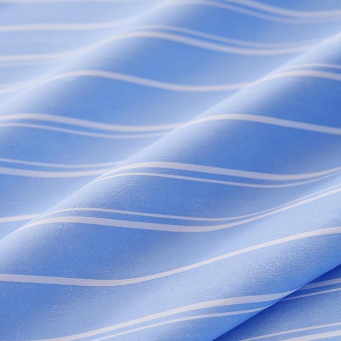 Twin Size Sheets Blue White Stripe 3 Piece Breathable & Cooling Bed Sheet Set - Hotel Luxury Bedding for Women, Men, Kids, Teens, Boys & Girls - Deep Pockets, Soft, Wrinkle Free - Blue Stripes