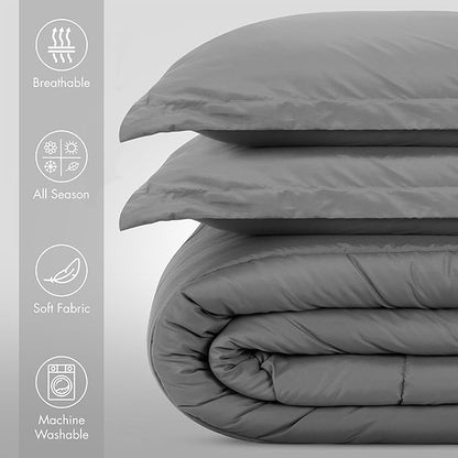 Utopia Bedding Grey Kids Comforter Set with 2 Pillow Shams, 3 Piece Soft Microfiber Twin Bed Comforter with Pillow Shams, Printed Kids Bedding for Boys and Girls, Lightweight, Breathable,Easy Care