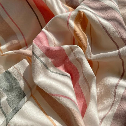VM VOUGEMARKET Striped Duvet Cover Set Queen Washed Cotton Bedding Multicolor Stripes Duvet Cover with 2 Pillowcases for Girls Women(Orange/Pink/Green/Coffee)