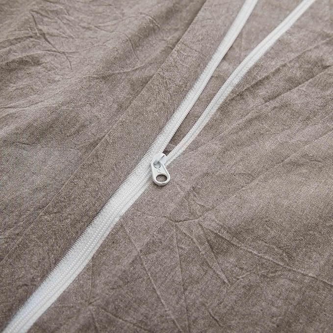 LOVQUE 100% Cotton Duvet Cover Set Twin Size, Mauve Brown Linen-Like Natural Bedding Set with Zipper Closure (No Comforter), Twin Size, Duvet Cover (68"x90") x 1, Pillowsham(20"x26") x 1