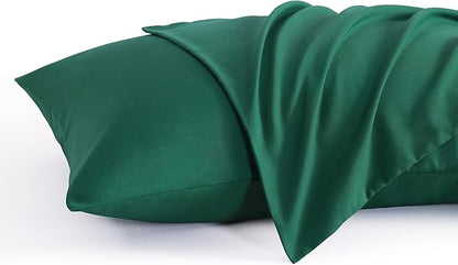 NTBAY Queen Pillow Cases Set of 2, 2 Pack Brushed Microfiber Pillow Cases, Soft, Wrinkle, Fade, Stain Resistant Pillow Cases with Envelope Closure, 20x30 Inches, Dark Green