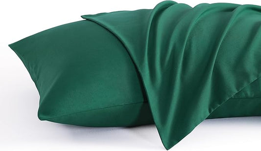 NTBAY Standard Pillow Cases Set of 2, 2 Pack Brushed Microfiber 20x26 Pillow Cases, Soft, Wrinkle, Fade, Stain Resistant Dark Green Pillow Cases with Envelope Closure, 20x26 Inches, Dark Green