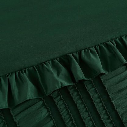 WONGS BEDDING King Size Comforter,Christmas Emerald Green Boho Comforter Set King,Shabby Chic Bedding Set for Bed, 3 Pieces Soft Lightweight Farmhouse Comforter for All Season 104"×90"