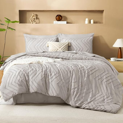 Litanika Linen King Size Comforter Set with Sheets - 7 Pieces Bed in a Bag King Boho Tufted Complete Bedding Sets with Comforter, Sheets, Pillowcases & Shams