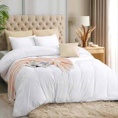 Utopia Bedding Duvet Cover Set with Pillowcases - 3 Pieces Bedding Duvet Cover with Zipper Closure - 1 Duvet Cover with 2 Pillowcases - Soft Brushed Microfiber (Full, White)