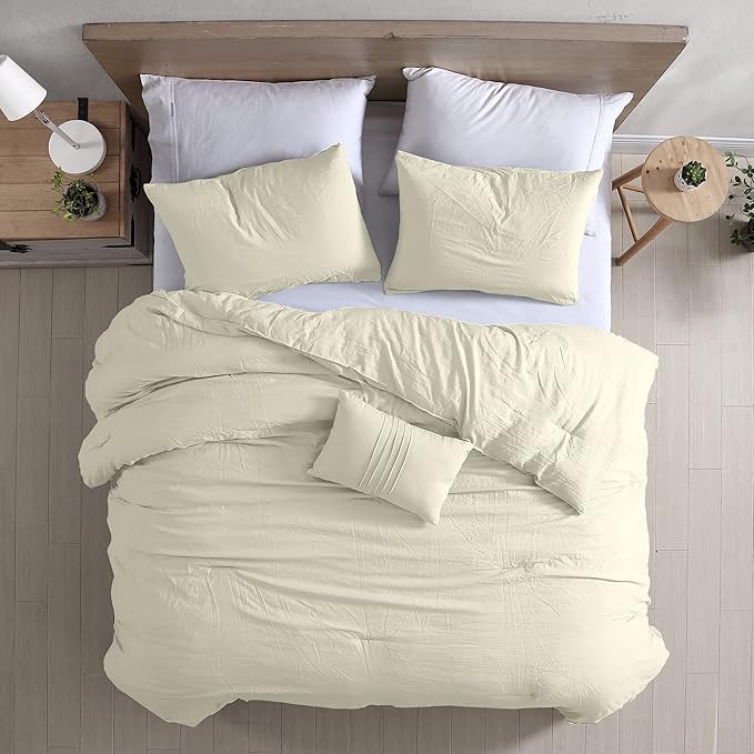 Modern Threads 4-Piece Garment-Washed Comforter Set Beck Coconut Queen