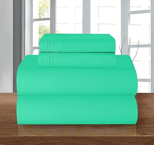 Elegant Comfort Luxury 1500 Premium Hotel Quality Microfiber 4-Piece Sheet Set - Wrinkle Resistant, All Around Elastic Fitted Sheet, Deep Pocket up to 16", Full, Paradise Teal