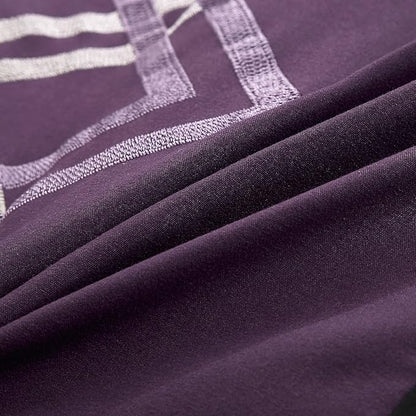 Chezmoi Collection Arden 7-Piece Modern Pleated Stripe Embroidered Zigzag Bedding Comforter Set (King, Purple/Black/Gray/White)