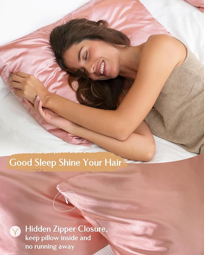 Yanibest Satin Pillowcase, King Size Pillow Cases Set of 2 - Silk Pillow Cases for Hair and Skin with Zipper, Silk Pillow Cases King for 20"x36", Exquisite Packaging for Women Men