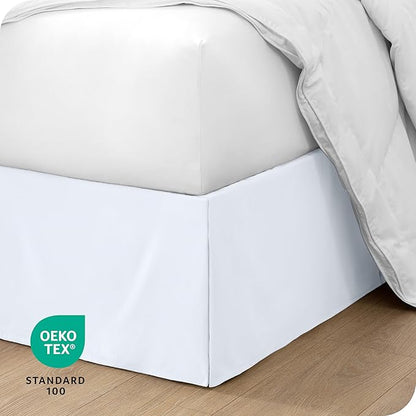 Bare Home California King Bed Skirt - 15-Inch Tailored Drop Easy Fit - Bed Skirt for Cal King Beds - Center & Corner Pleats (Cal King, White)