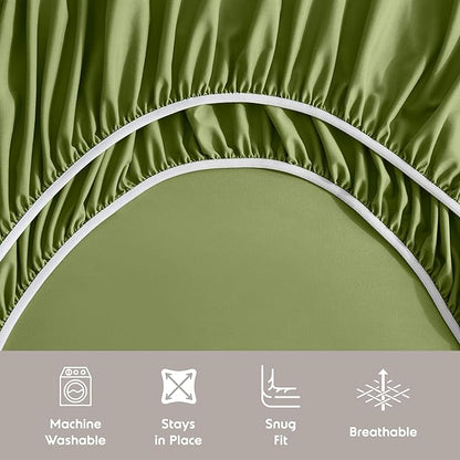 Nestl California King Sheet Set - 1800 Ultra-Soft Microfiber Cal King Bed Sheets - Double Brushed - Deep Pockets - Easy Fit - 4 Piece Set - Bed Sheets (California King, Calla Green)