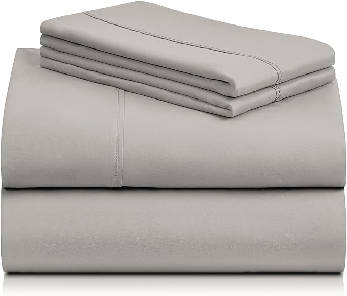 LuxClub 4 PC King Sheet Set, Breathable Luxury Bed Sheets, Deep Pockets 18" Wrinkle Free Cooling Bed Sheets Machine Washable Hotel Bedding Silky Soft - Light Taupe King