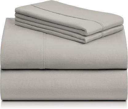 LuxClub 4 PC Queen Sheet Set, Breathable Luxury Bed Sheets, Deep Pockets 18" Wrinkle Free Cooling Sheets Machine Washable Hotel Bedding Silky Soft - Light Taupe Queen
