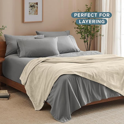Bare Home Fleece Blanket - King Size - Ultra-Soft Lightweight for Bed, Sofa, and Couch - Luxury Microplush - Cozy Warm Blanket (King, Oyster)