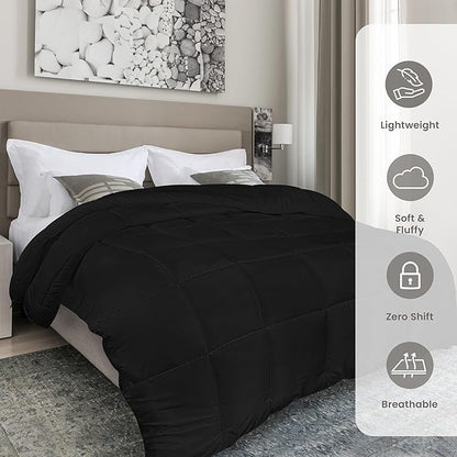 Utopia Bedding Comforters King Size, All Season Duvet Insert, Down Alternative Box Stitched Bed Comforter with Corner Tabs, Machine Washable (Black)