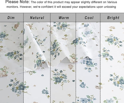 RUVANTI 100% Organic Cotton Sheets Queen Size, Percale Weave, GOTS Certified, 4-Piece Set, Deep Pocket 15", Crisp & Breathable, Soft Durable Bedding, Sábanas Algodón Orgánico – Halcyon
