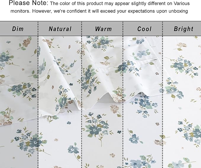 RUVANTI 100% Organic Cotton Sheets California King, Percale Weave, GOTS Certified, 4-Piece Set, Deep Pocket 13", Crisp & Breathable, Soft Durable Bedding, Sábanas Algodón Orgánico – Halcyon