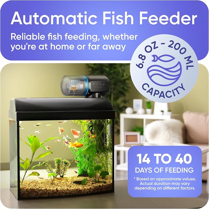 Automatic Fish Feeder for Aquarium - New Generation 2026, Auto Food Dispenser with Timer for Small Tank, Big Aquariums & Pond, Model-ML