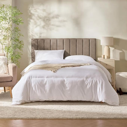 Hearth & Harbor Wall Mounted King Headboard Only, Bed Headboard King Size | Easy Assemble, Floating Peel & Stick, Upholstered Channel Stitched, 3D Wall Panels, 5 Strips of 3M Tape Included, Mocha Brown