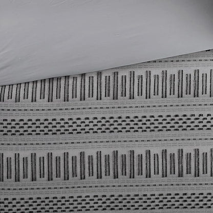 INK+IVY Luxurious Cotton-Bedding Set - Mid Century Trendy Geometric Design, All Season Cozy-Cover With Matching-Shams, King/Cal King, Rhea Jacquard Grey/Black