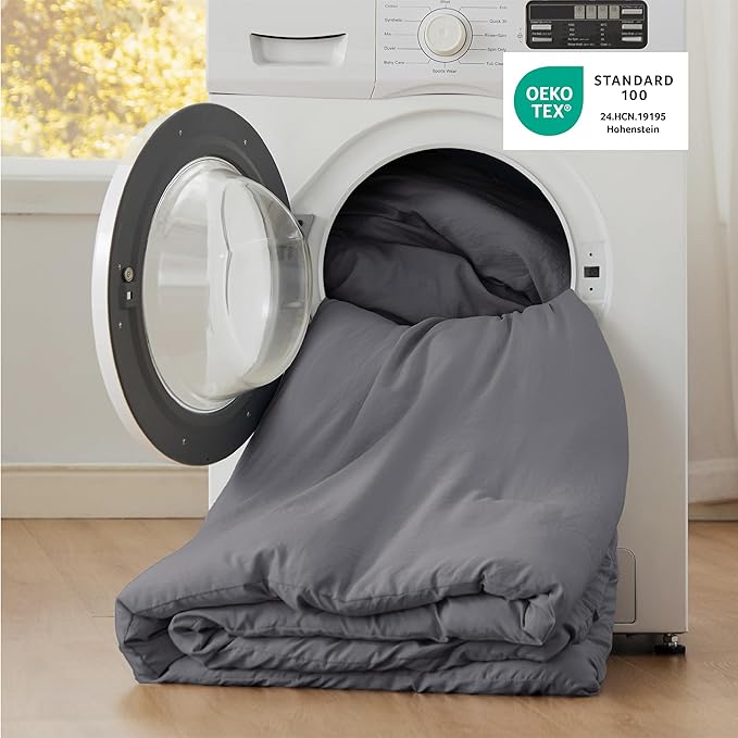 Bedsure Super King Comforter Set, Dark Grey Soft Prewashed Bedding for All Seasons, 3 Pieces GentleSoft™ Bed Set, 1 Lightweight Comforter (120"x120") and 2 Pillowcases (20"x36")